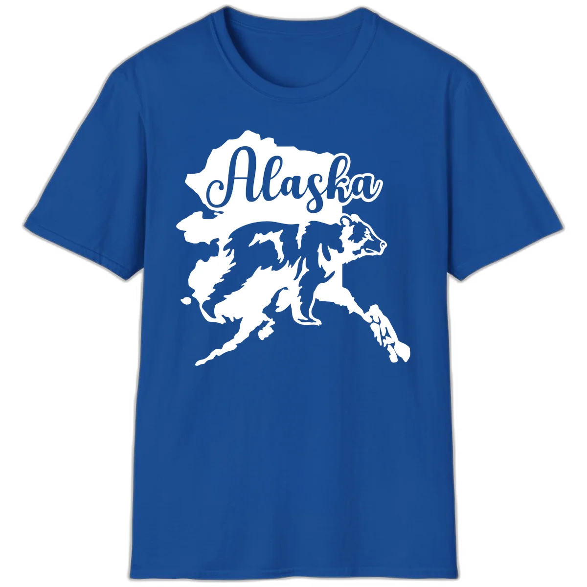 Alaska Bear Map Design T-Shirt in Royal