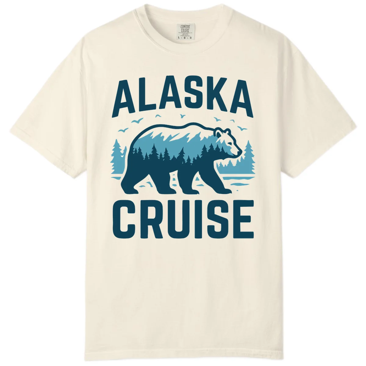 Alaska Cruise Bear Mountain Forest Design Comfort Color T-Shirt in Ivory