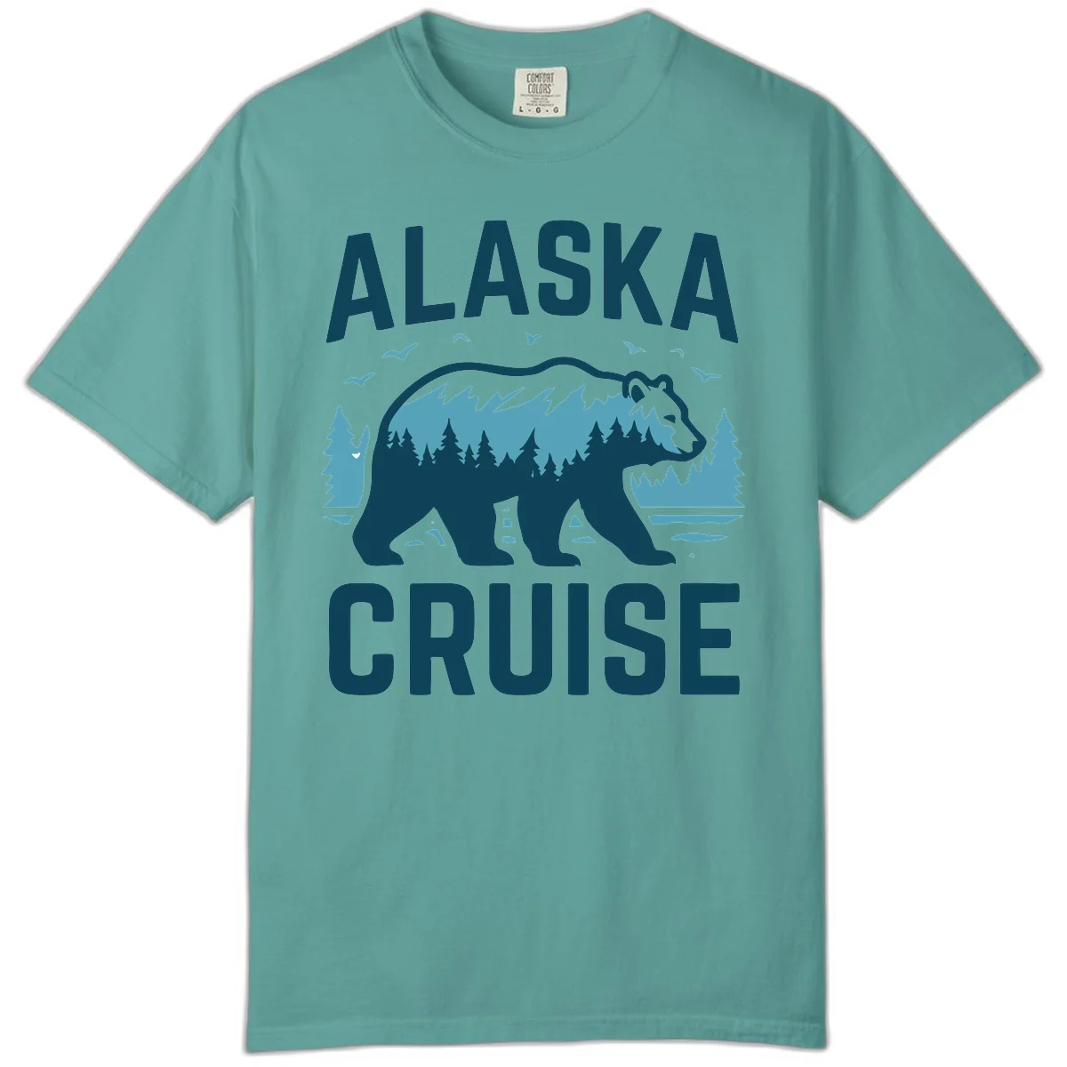 Alaska Cruise Bear Mountain Forest Design Comfort Color T-Shirt in Seafoam