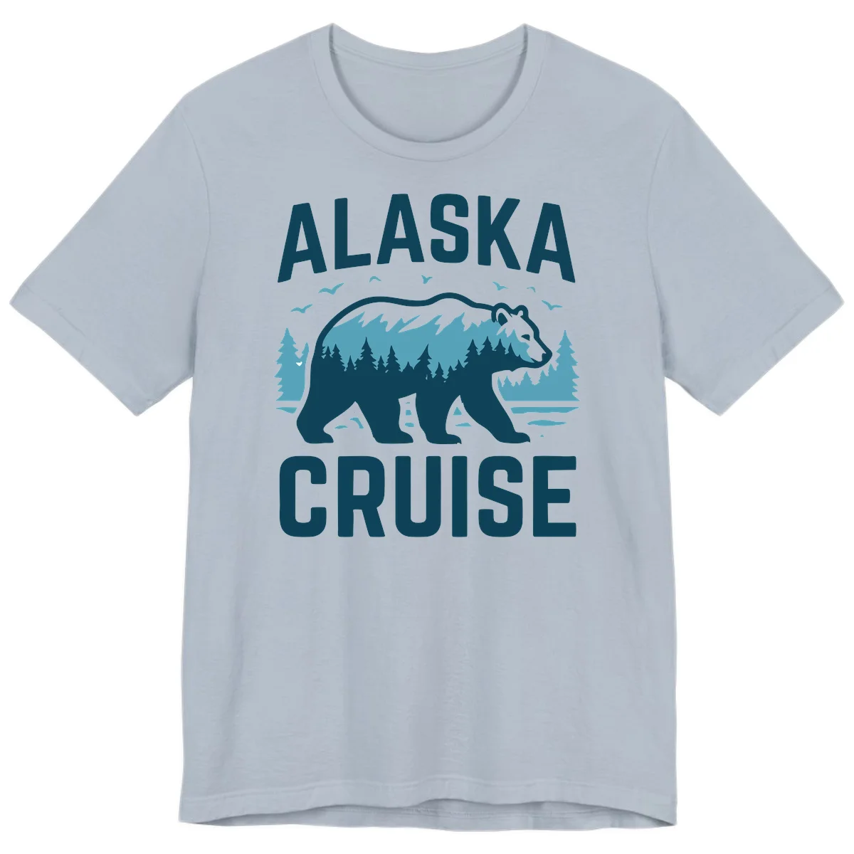 Alaska Cruise Bear Mountain Forest Design Premium T-Shirt in Light Blue