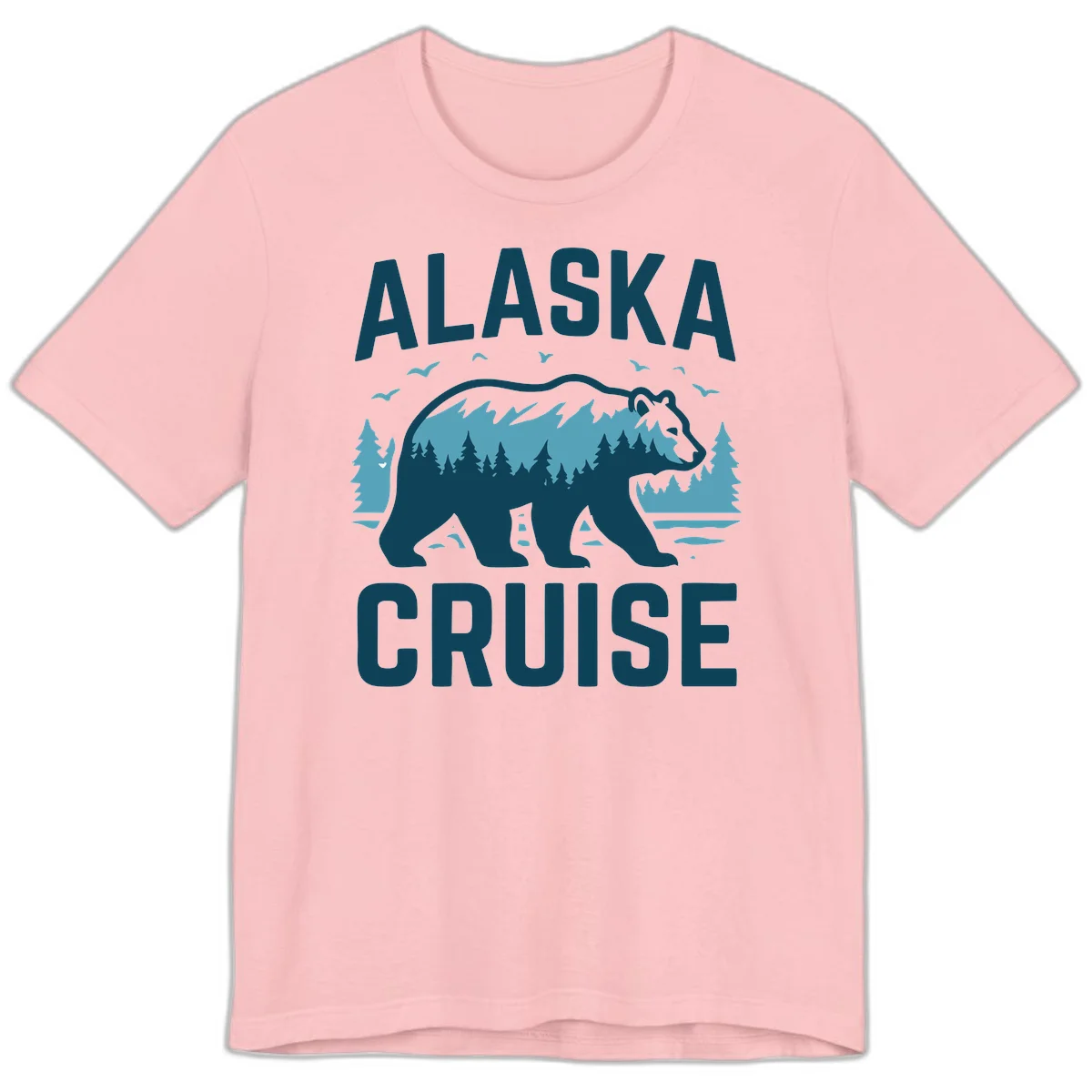 Alaska Cruise Bear Mountain Forest Design Premium T-Shirt in Pink