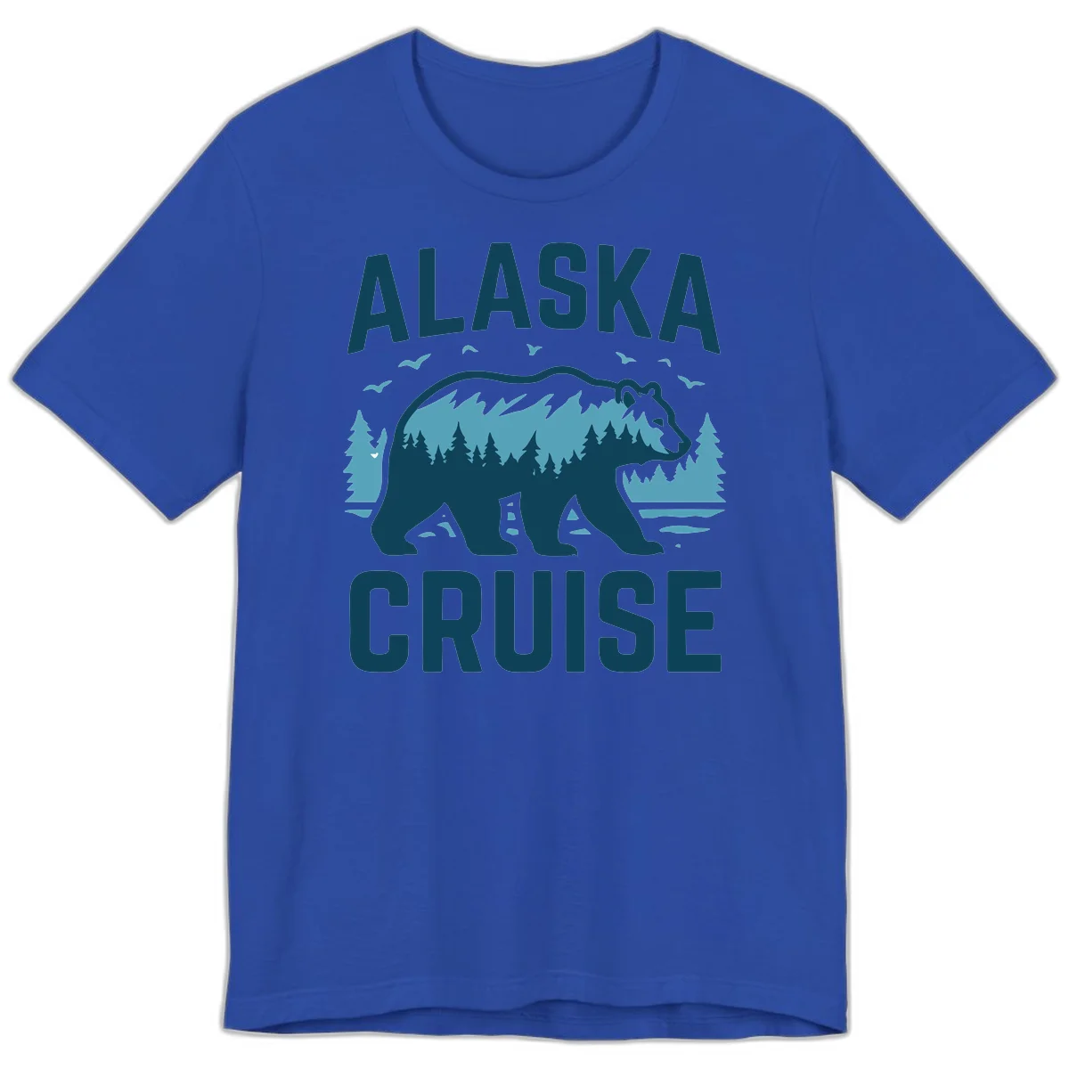 Alaska Cruise Bear Mountain Forest Design Premium T-Shirt in True Royal