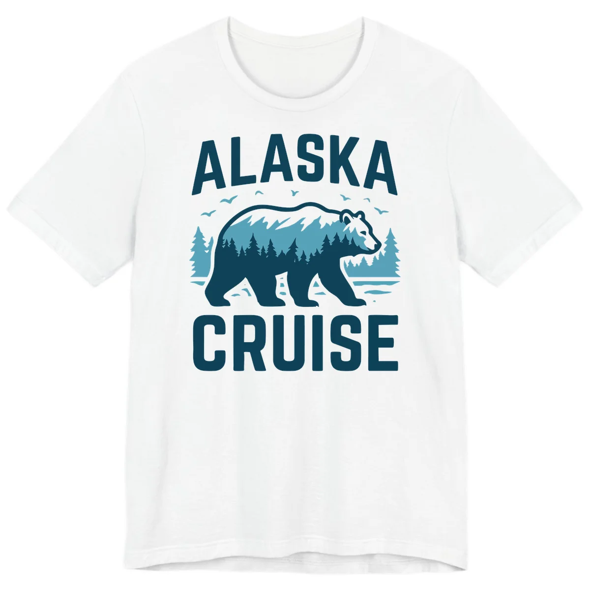 Alaska Cruise Bear Mountain Forest Design Premium T-Shirt in White