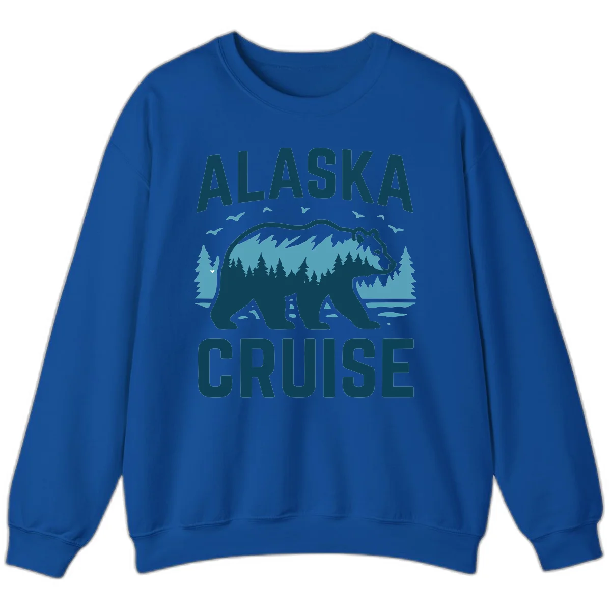 Alaska Cruise Bear Mountain Forest Design Sweatshirt in Royal