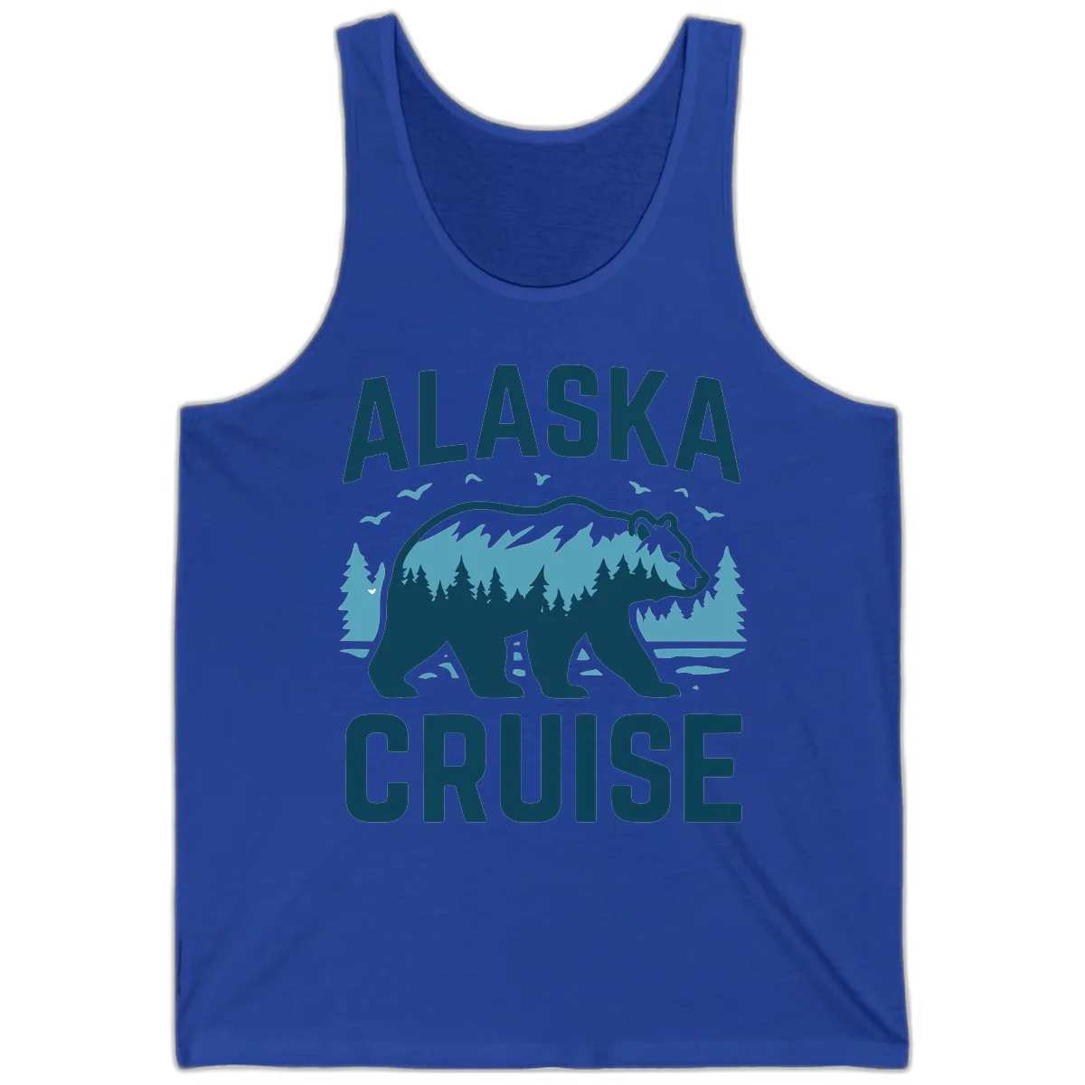 Alaska Cruise Bear Mountain Forest Design Tank Top in True Royal