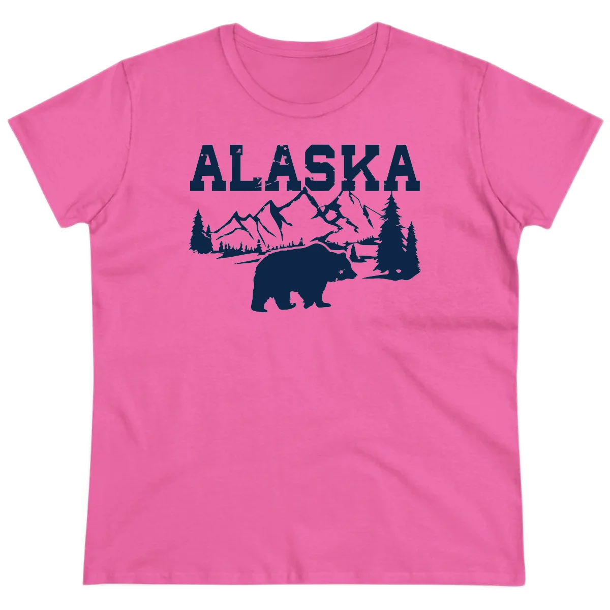 Alaska Bear Mountain Wilderness Cruise Ladies Tee in Azalea