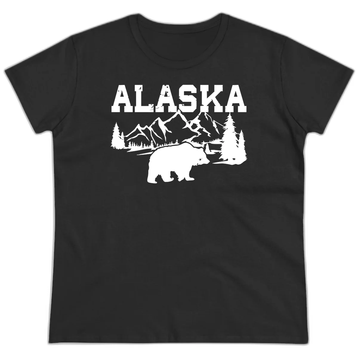 Alaska Bear Mountain Wilderness Cruise Ladies Tee in Black