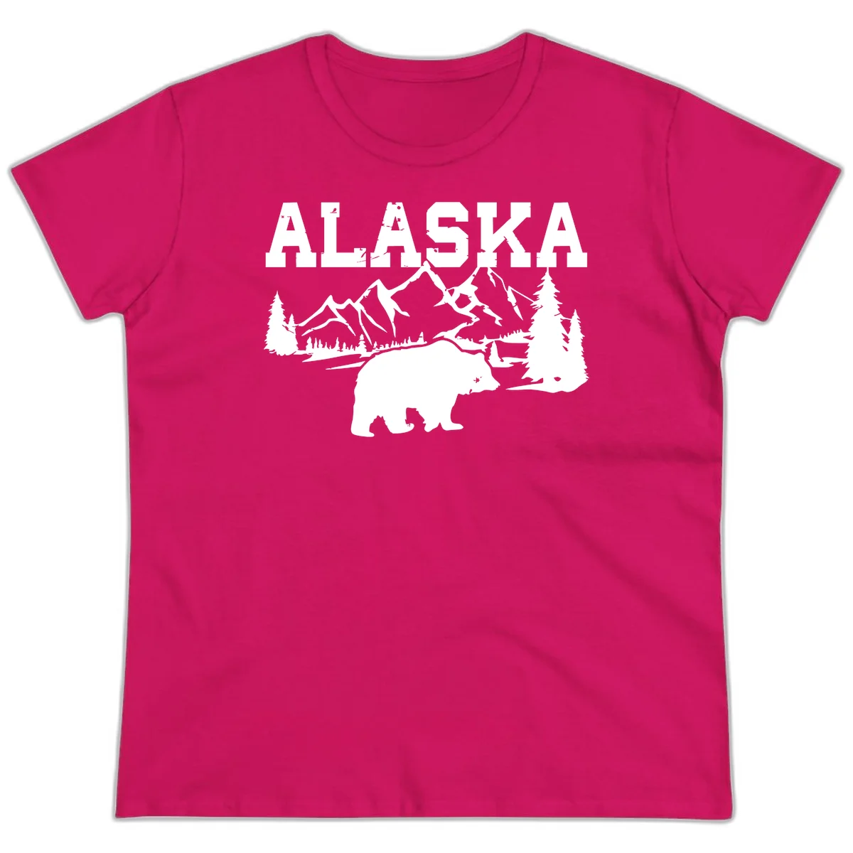 Alaska Bear Mountain Wilderness Cruise Ladies Tee in Heliconia