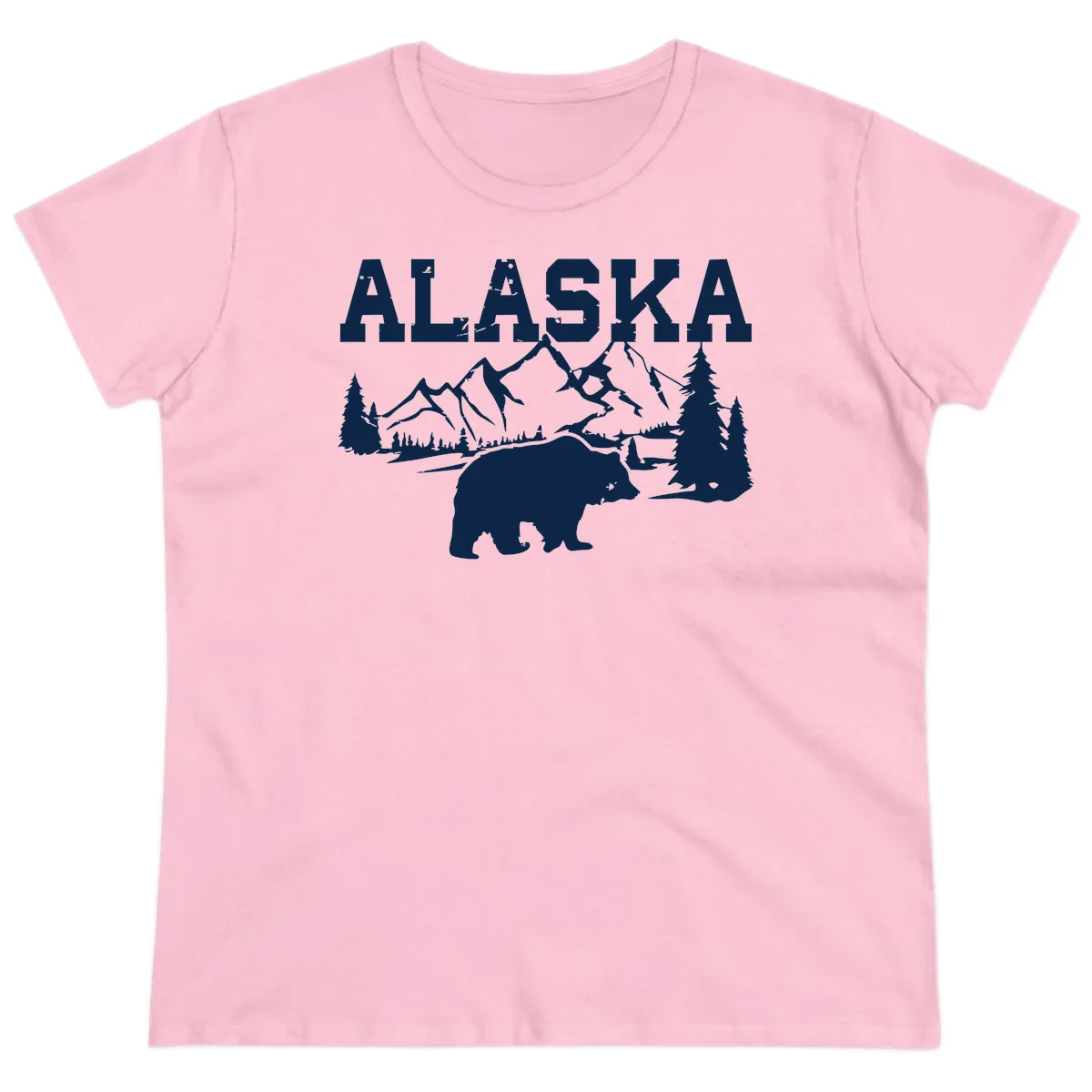 Alaska Bear Mountain Wilderness Cruise Ladies Tee in Light Pink
