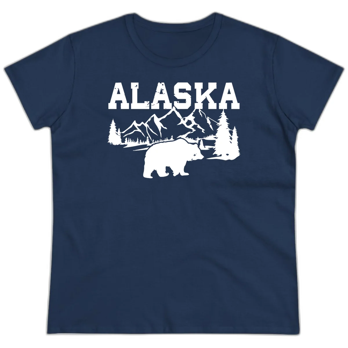 Alaska Bear Mountain Wilderness Cruise Ladies Tee in Navy