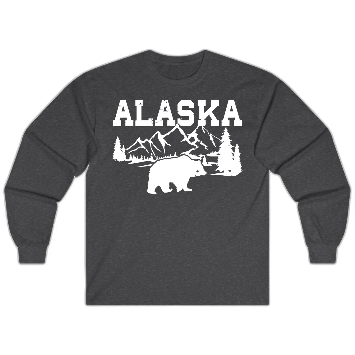 Alaska Bear Mountain Wilderness Cruise Long Sleeve in Dark Heather