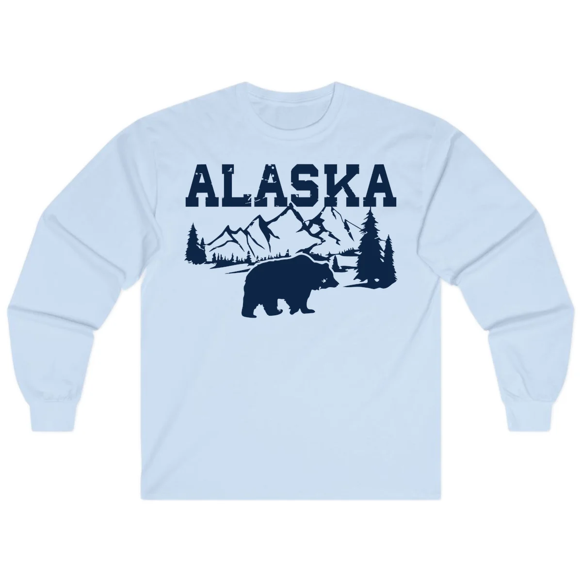 Alaska Bear Mountain Wilderness Cruise Long Sleeve in Light Blue