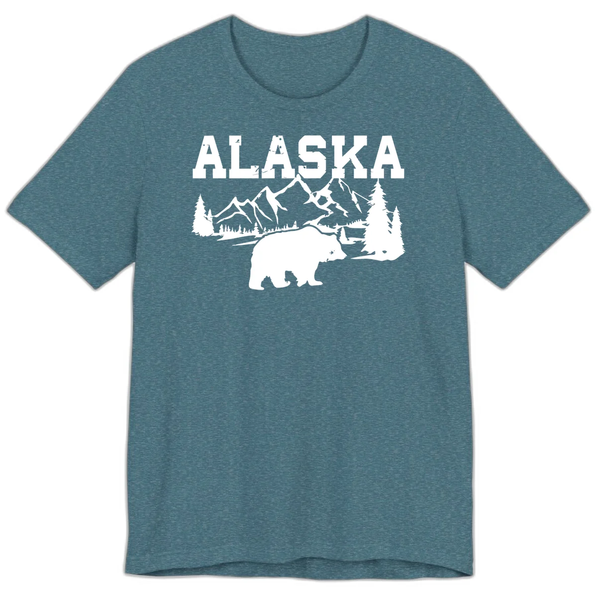 Alaska Bear Mountain Wilderness Cruise Premium Tee in Heather Deep Teal