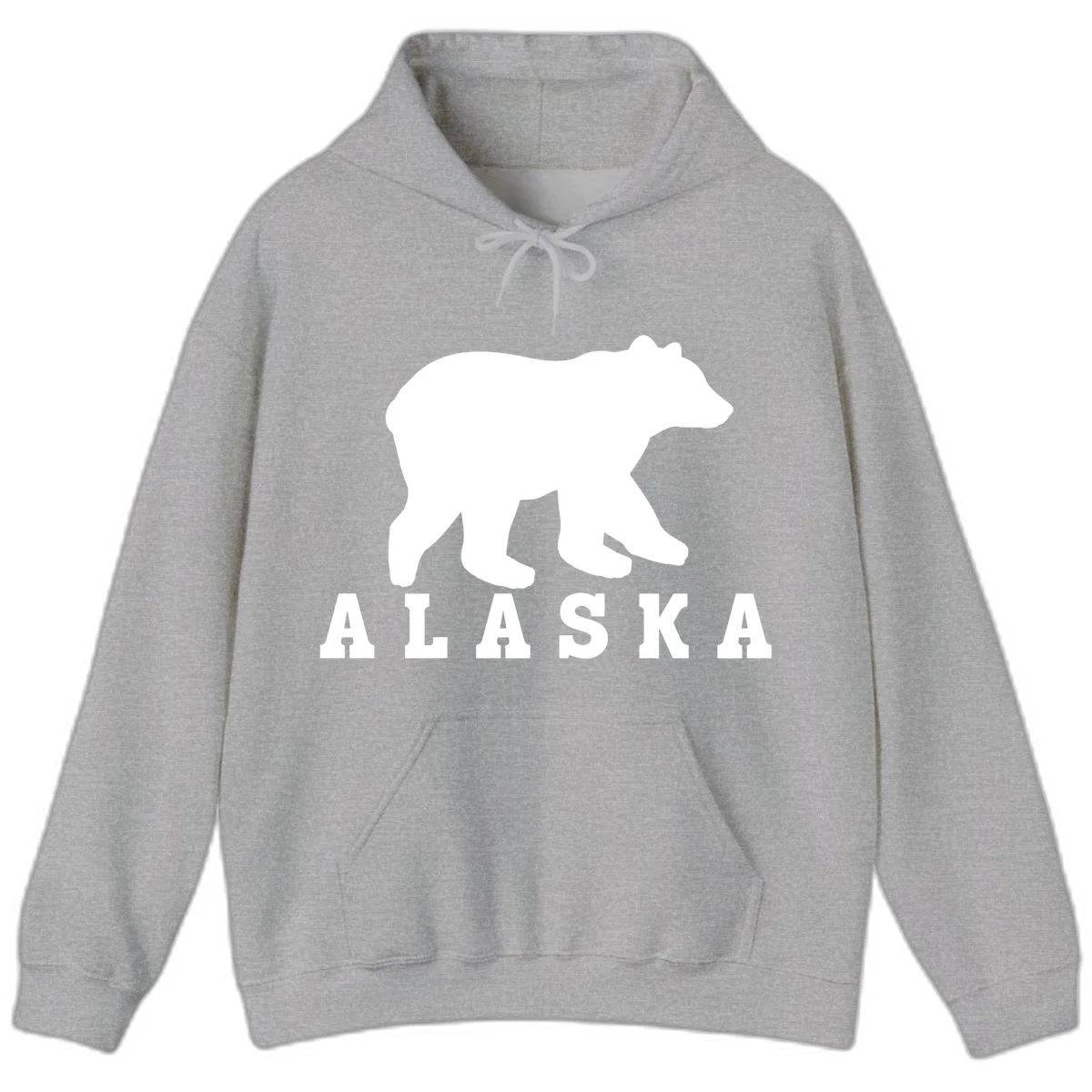 Alaska Bear Silhouette Hoodie in Sport Grey
