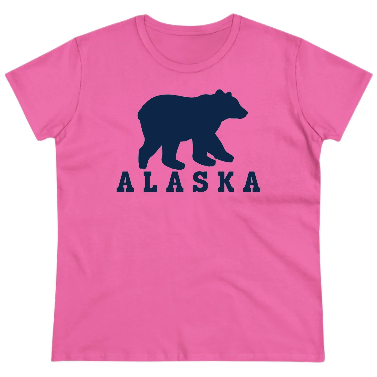 Alaska Bear Silhouette Ladies Tee in Azalea