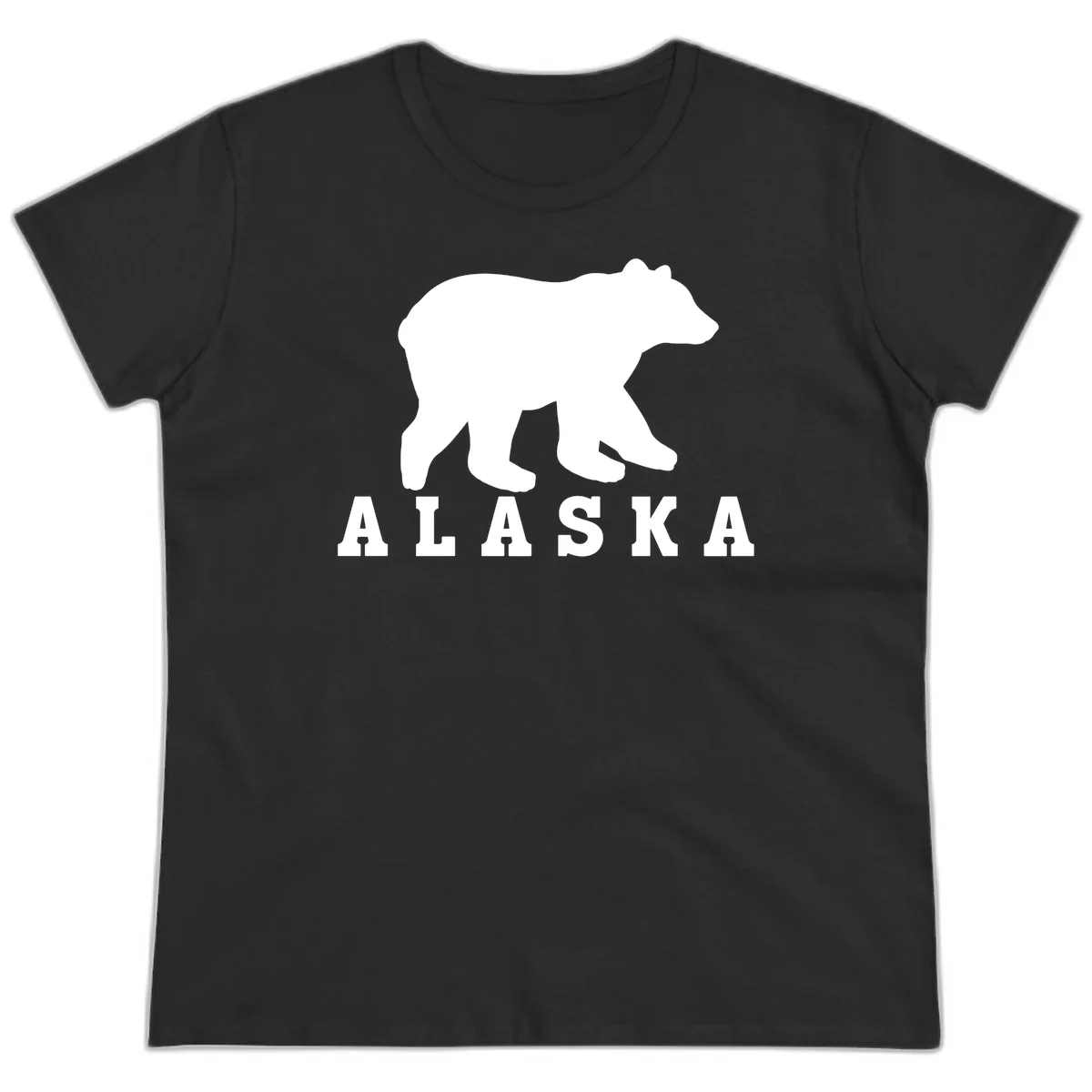 Alaska Bear Silhouette Ladies Tee in Black