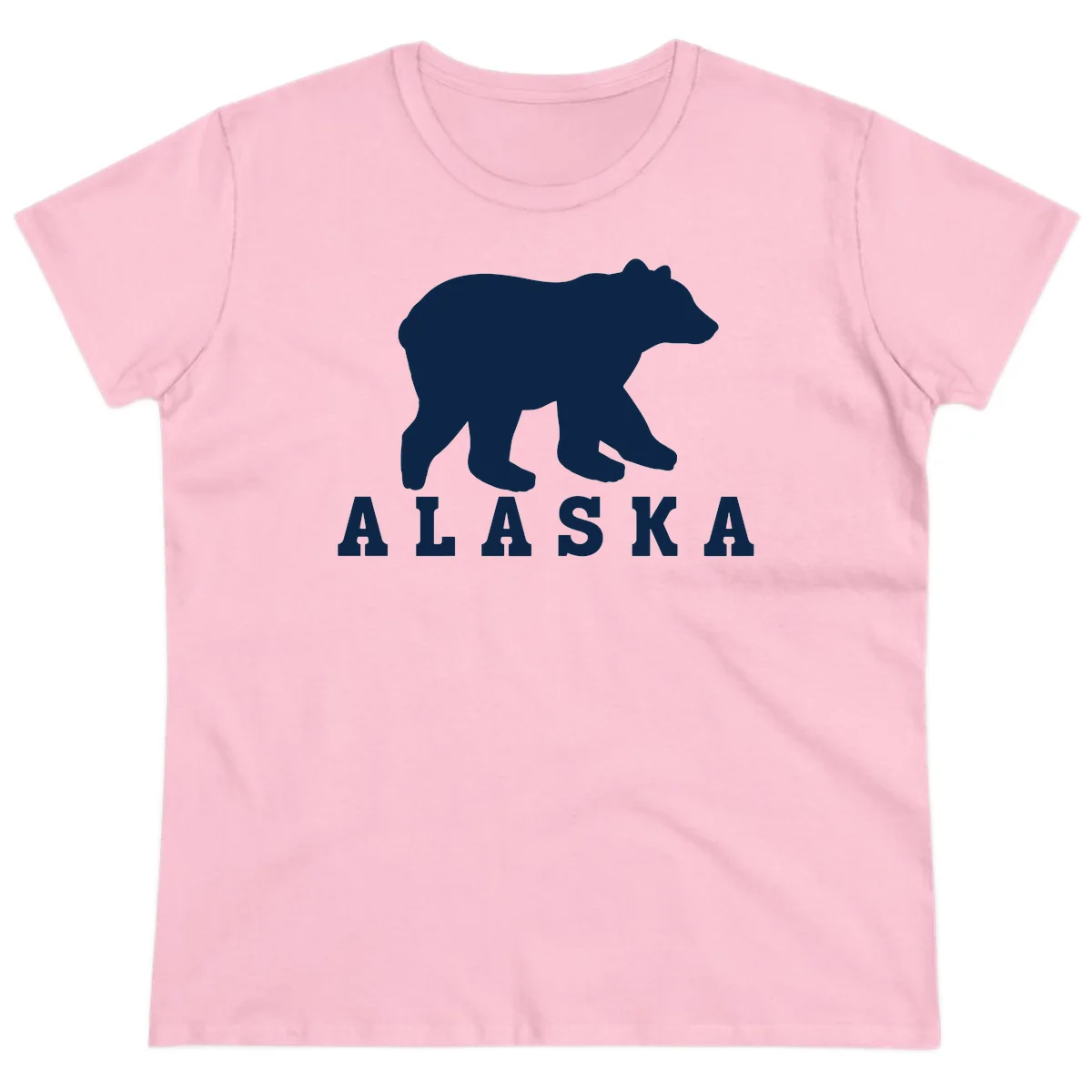 Alaska Bear Silhouette Ladies Tee in Light Pink