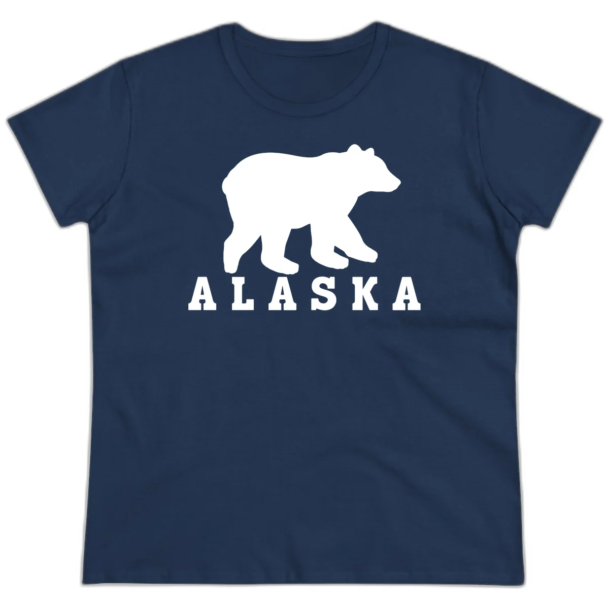 Alaska Bear Silhouette Ladies Tee in Navy