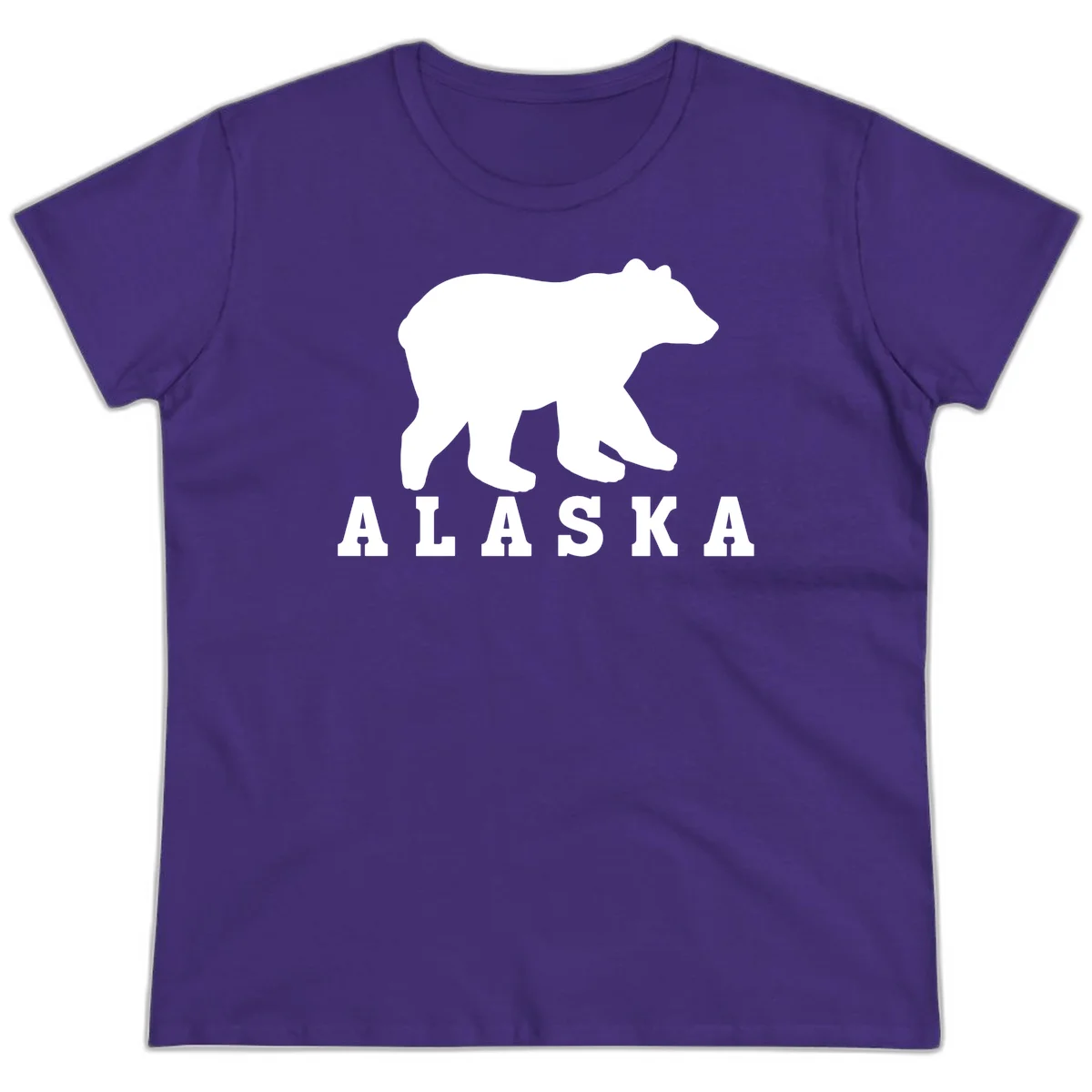 Alaska Bear Silhouette Ladies Tee in Purple