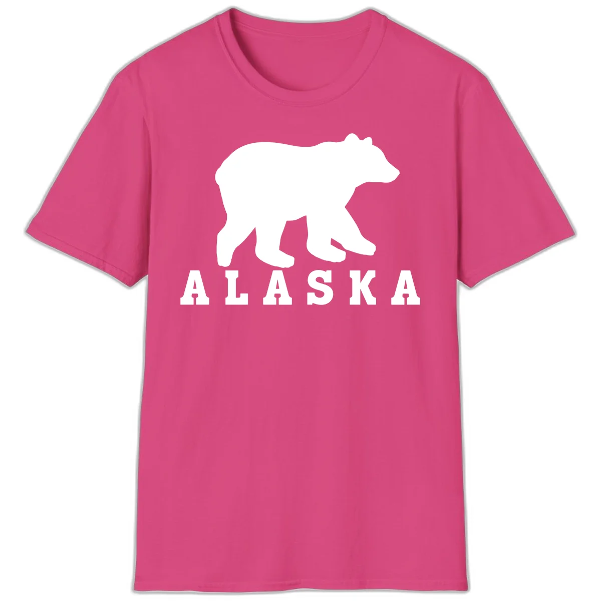 Alaska Bear Silhouette T-Shirt in Heliconia