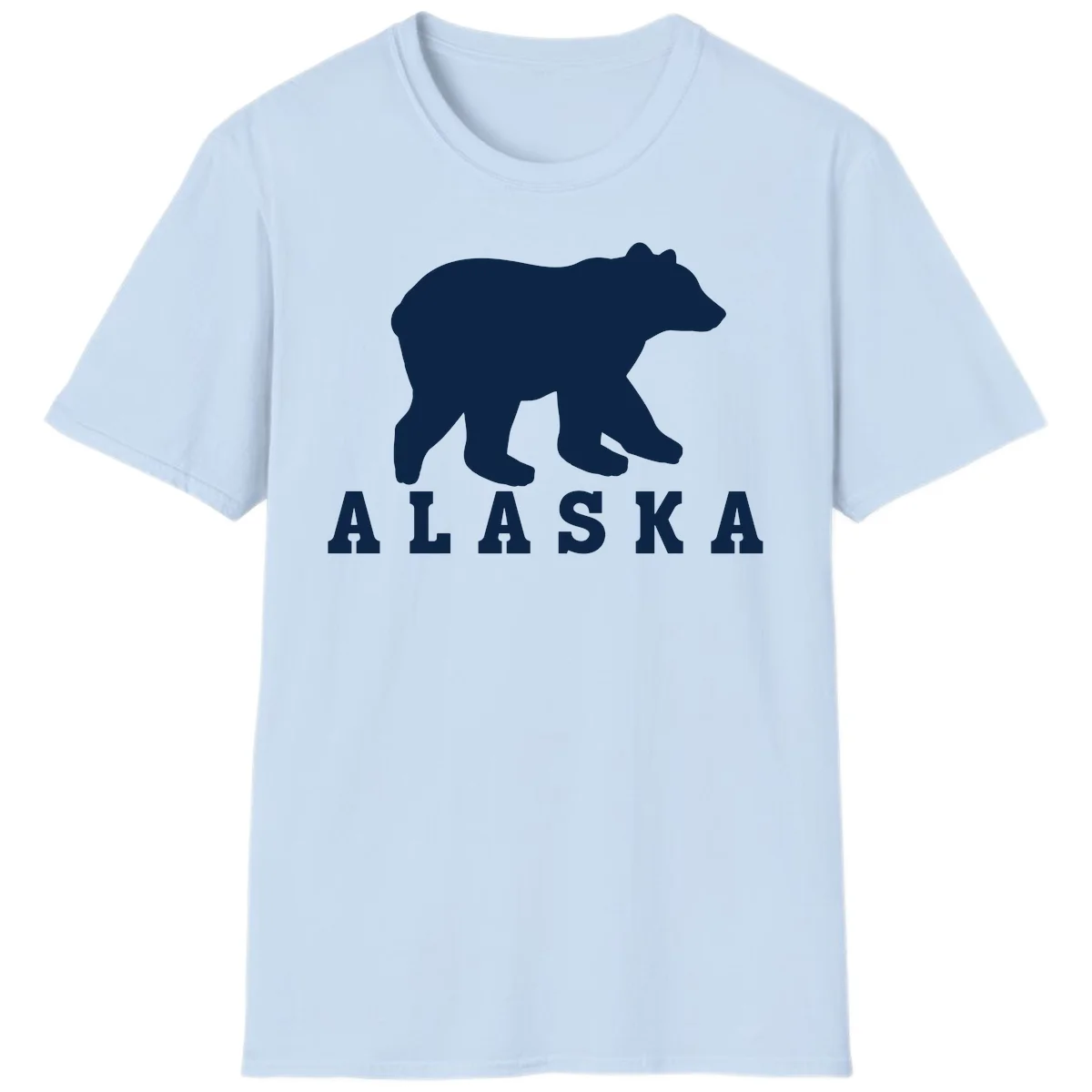 Alaska Bear Silhouette T-Shirt in Light Blue
