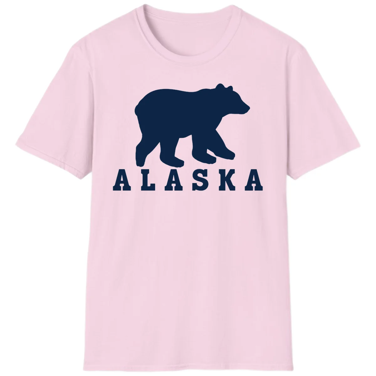 Alaska Bear Silhouette T-Shirt in Light Pink