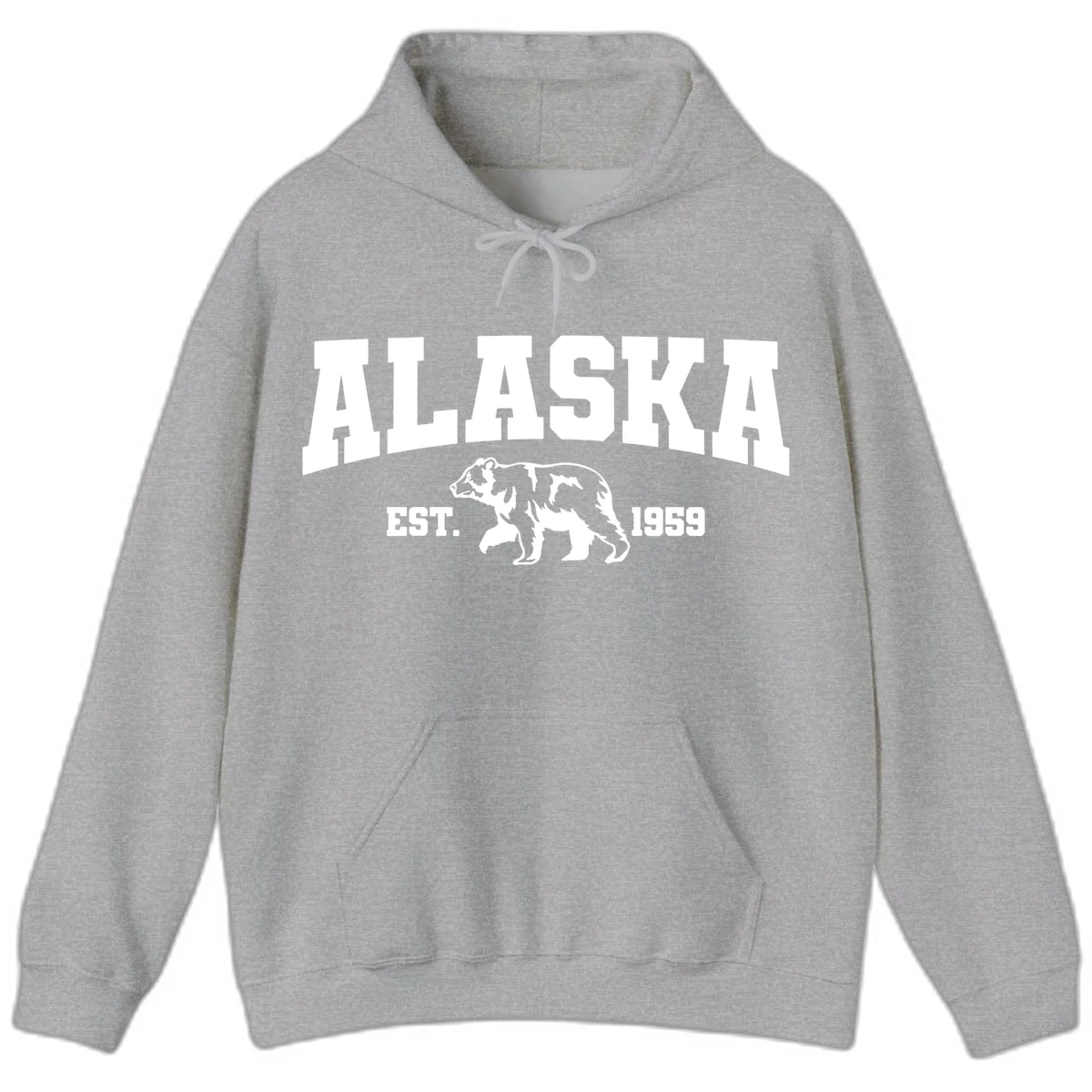Alaska Bear Est. 1959 Hoodie in Sport Grey