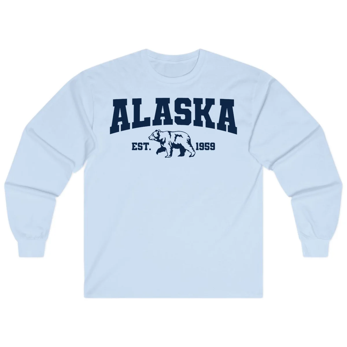 Alaska Bear Est. 1959 Long Sleeve in Light Blue