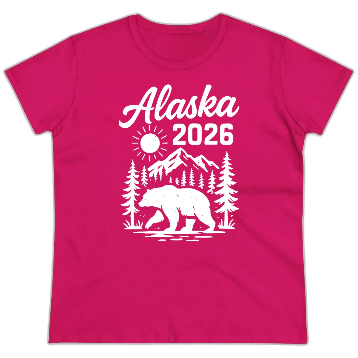 Alaska 2026 Bear Mountain Wilderness Ladies Tee in Heliconia