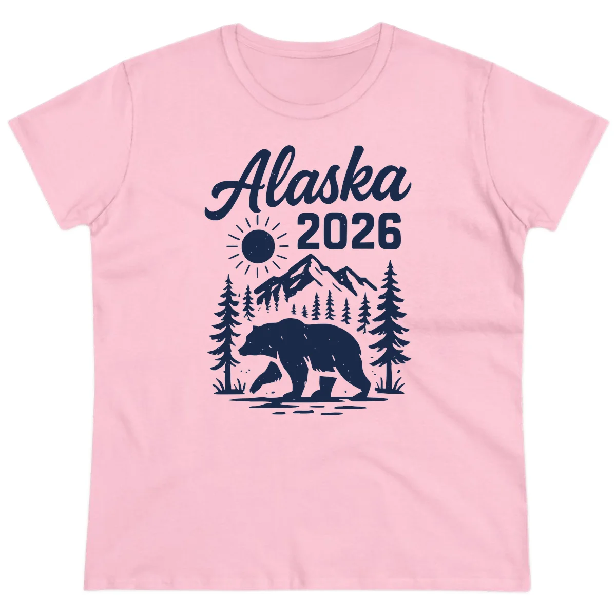 Alaska 2026 Bear Mountain Wilderness Ladies Tee in Light Pink