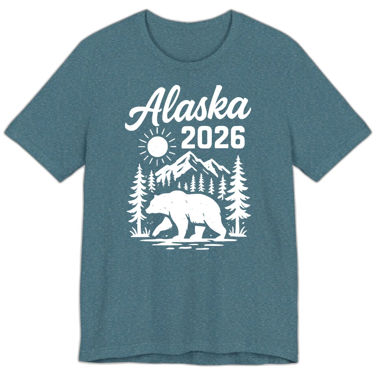 Alaska 2026 Bear Mountain Wilderness Premium Tee in Heather Deep Teal