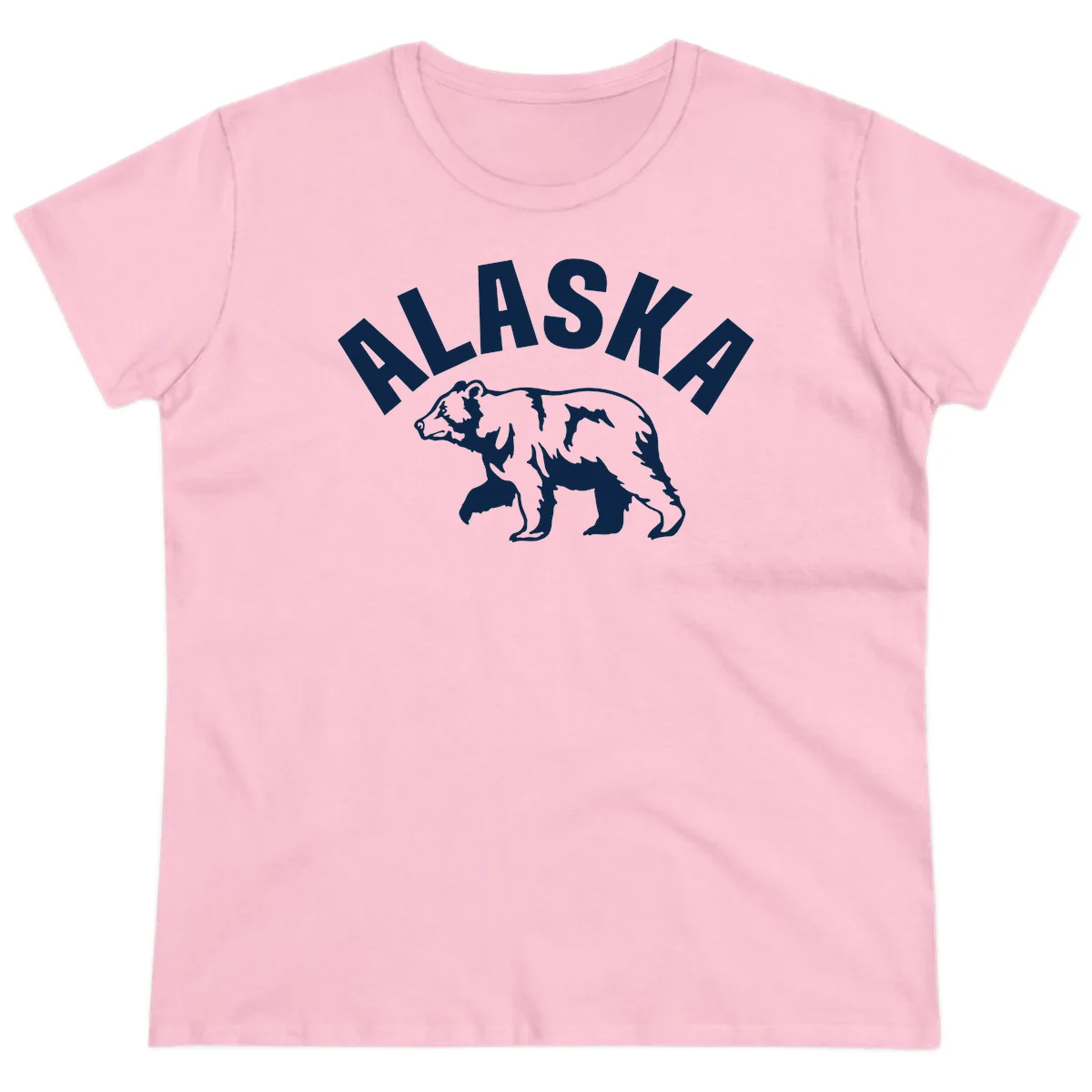 Alaska Bear Wildlife Cruise Ladies Tee in Light Pink