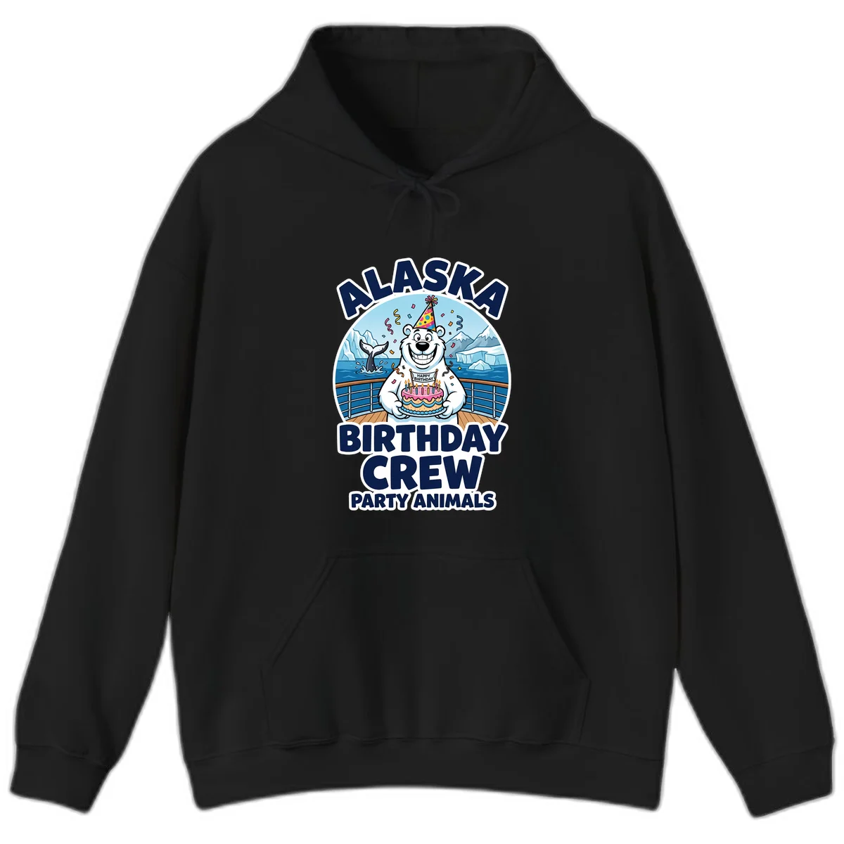 Alaska Birthday Crew Party Animals Hoodie in Black