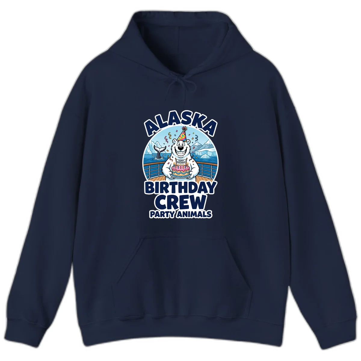 Alaska Birthday Crew Party Animals Hoodie in Navy