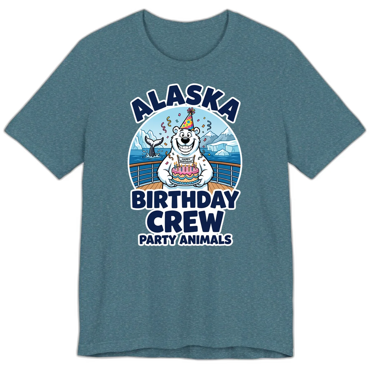 Alaska Birthday Crew Party Animals Premium T-Shirt in Heather Deep Teal