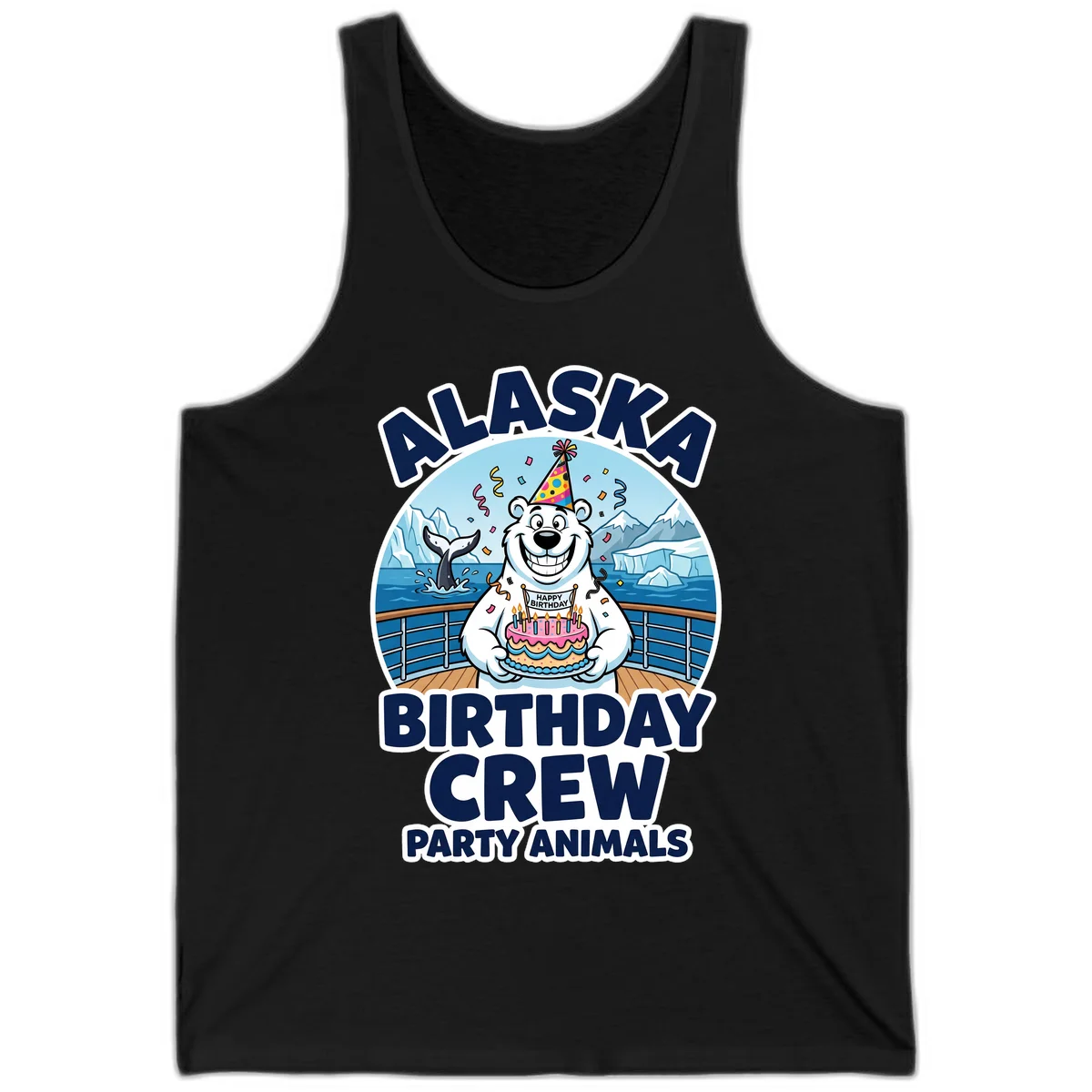 Alaska Birthday Crew Party Animals Tank Top in Black
