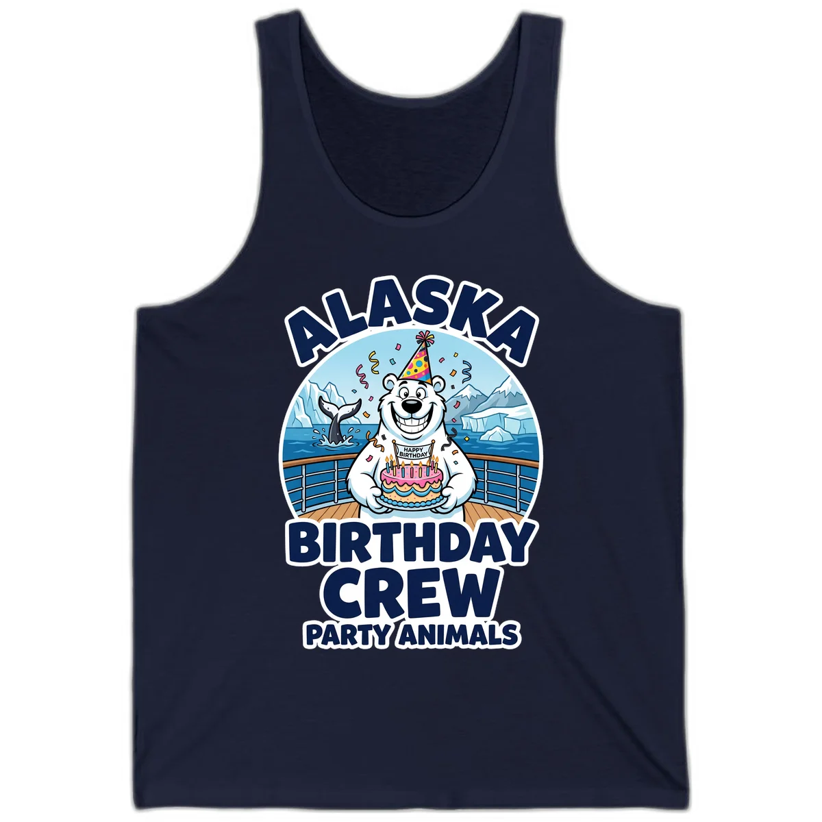 Alaska Birthday Crew Party Animals Tank Top in Navy