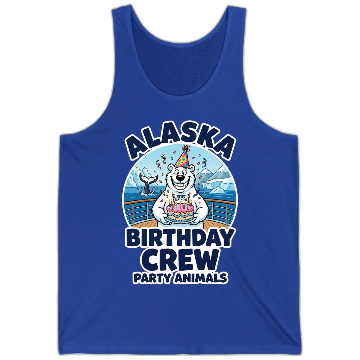 Alaska Birthday Crew Party Animals Tank Top in True Royal