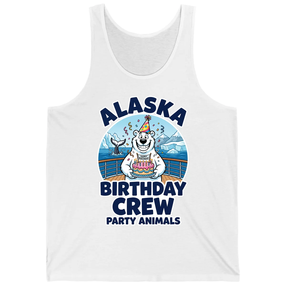 Alaska Birthday Crew Party Animals Tank Top in White