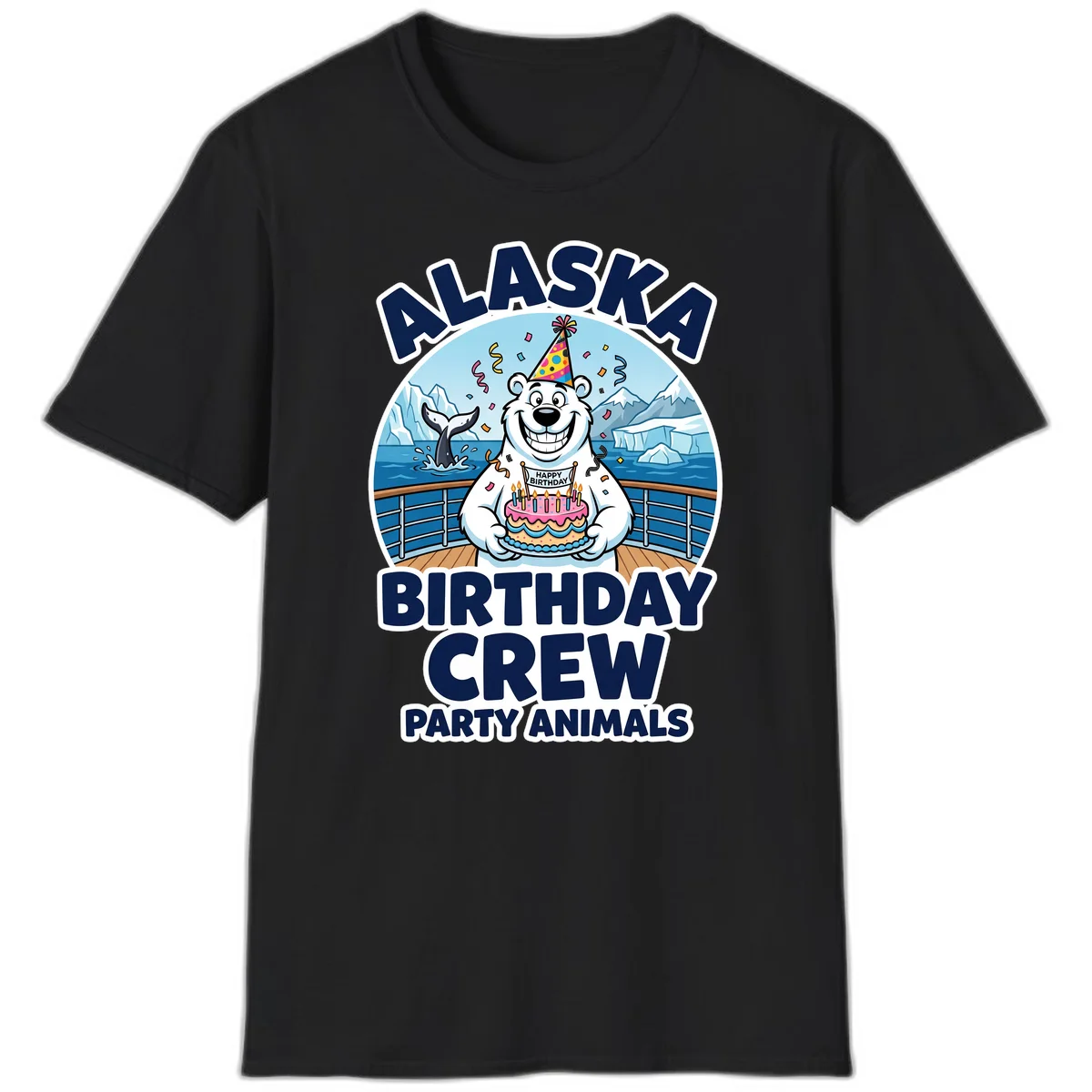 Alaska Birthday Crew Party Animals T-Shirt in Black