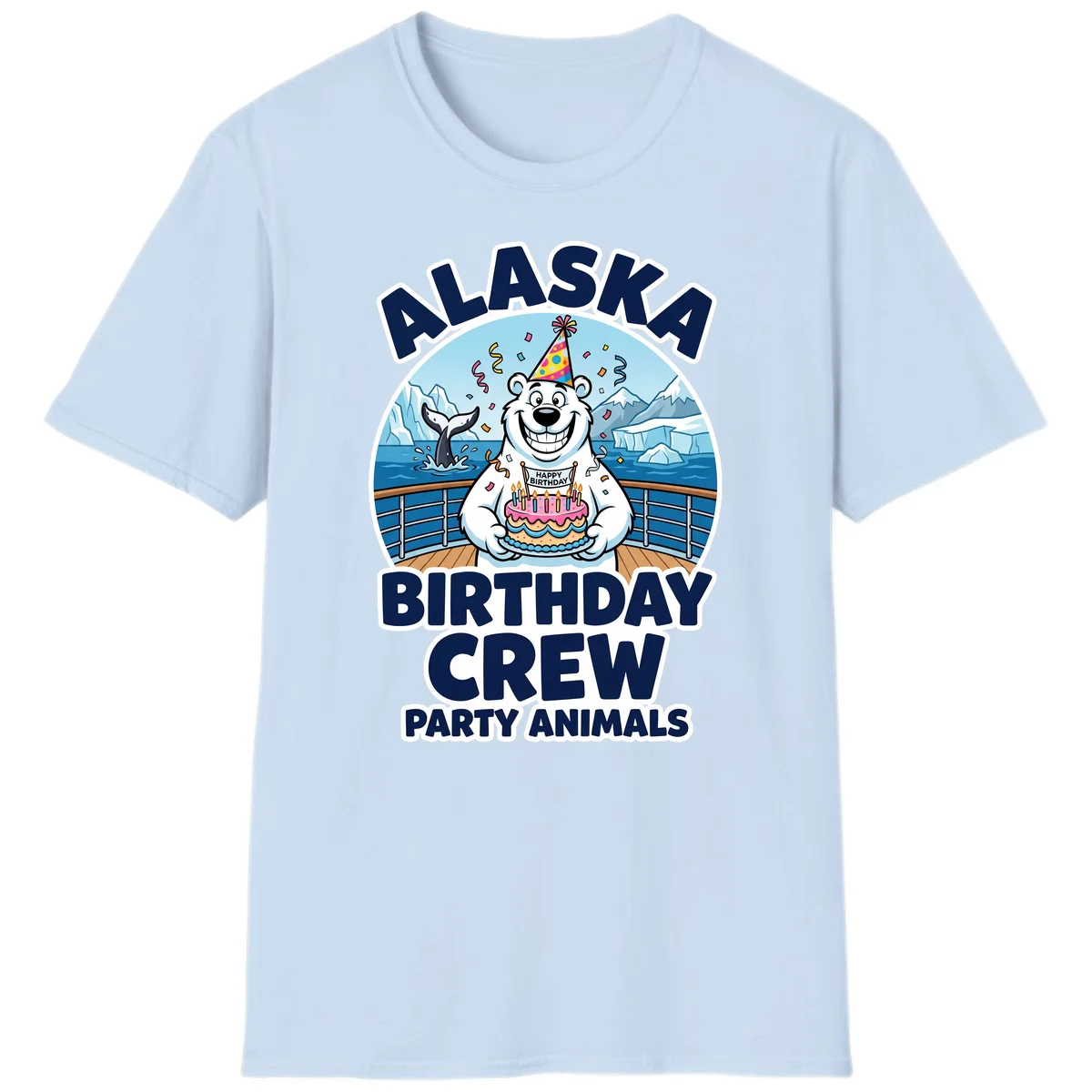 Alaska Birthday Crew Party Animals T-Shirt in Light Blue