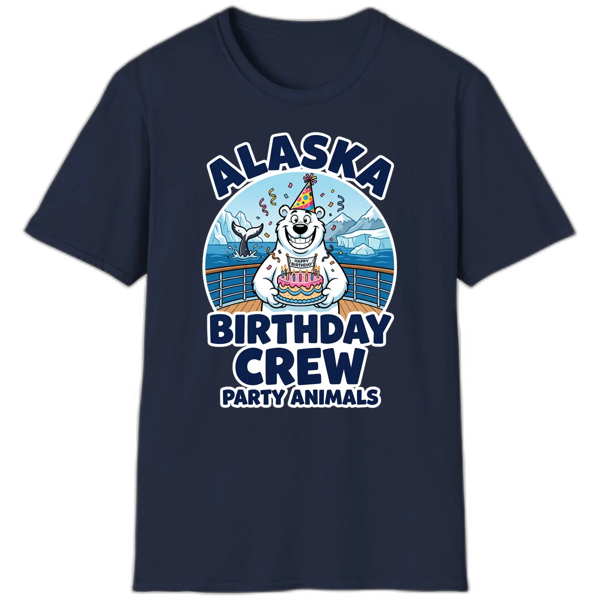 Alaska Birthday Crew Party Animals T-Shirt in Navy