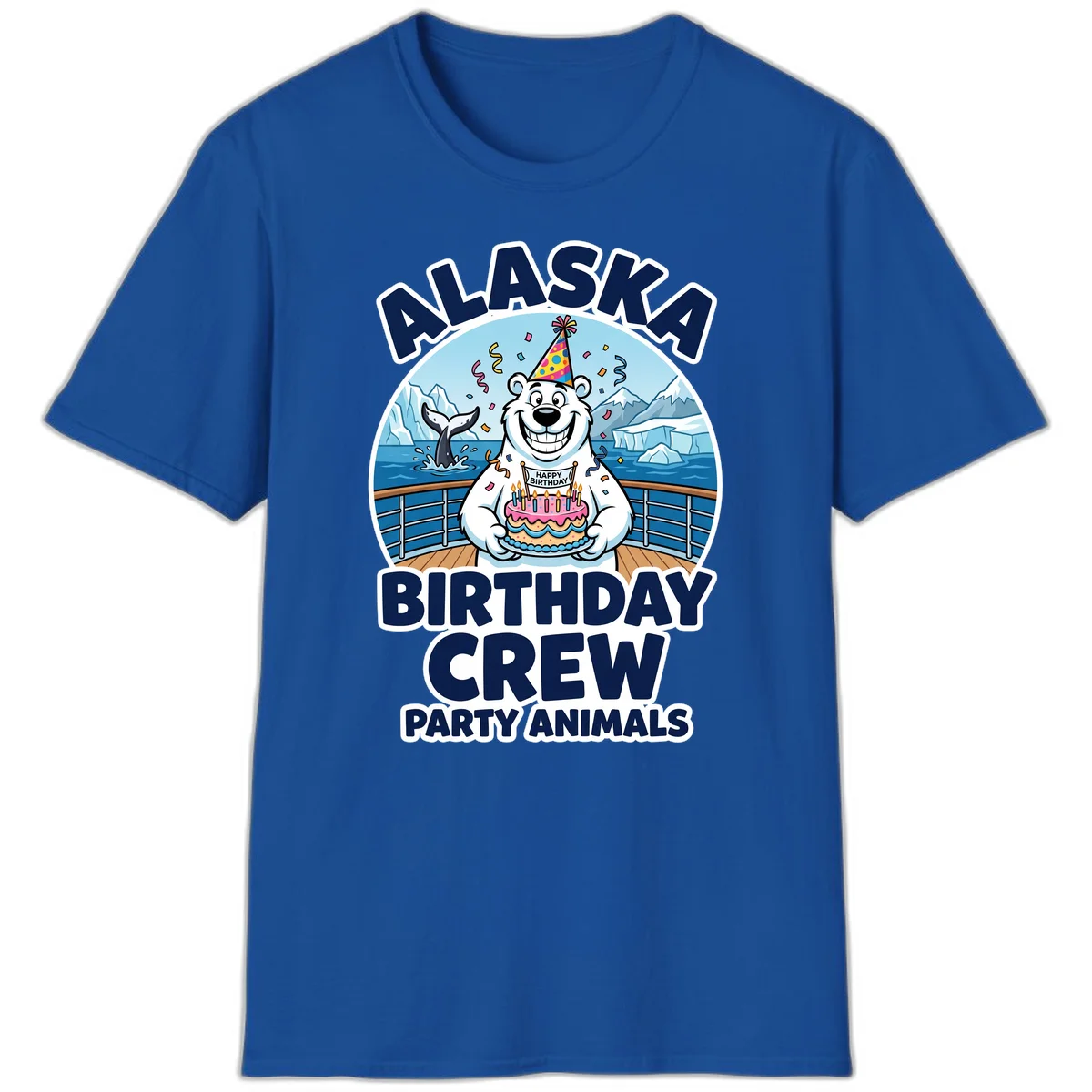 Alaska Birthday Crew Party Animals T-Shirt in Royal