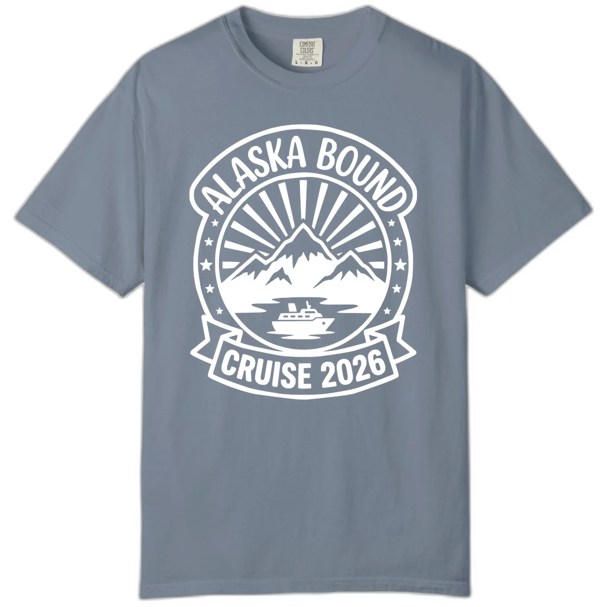Alaska Bound Cruise 2026 Badge Comfort Color in Blue Jean