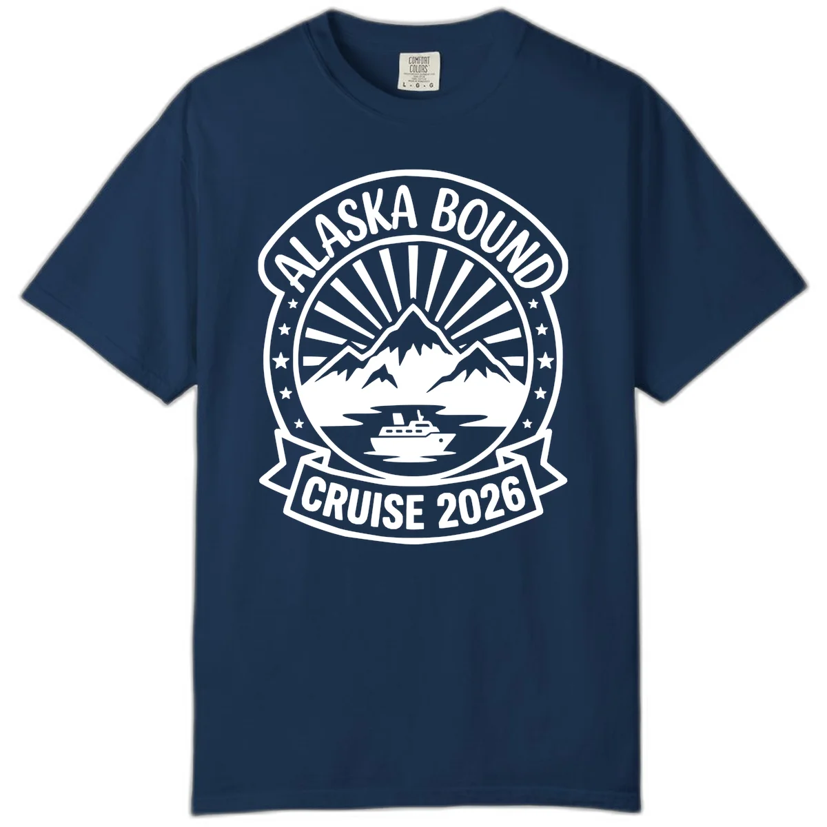 Alaska Bound Cruise 2026 Badge Comfort Color in Navy