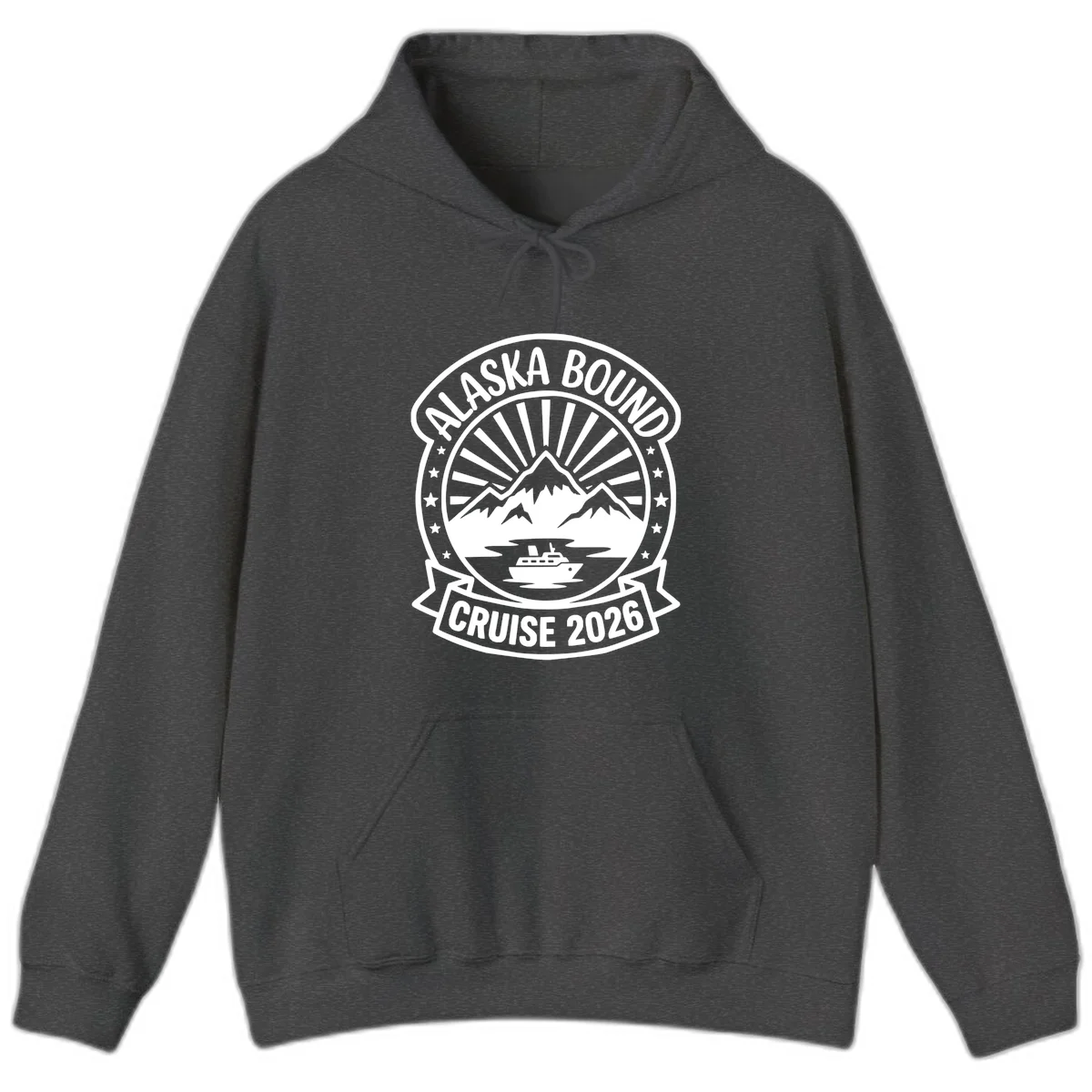 Alaska Bound Cruise 2026 Badge Hoodie in Dark Heather