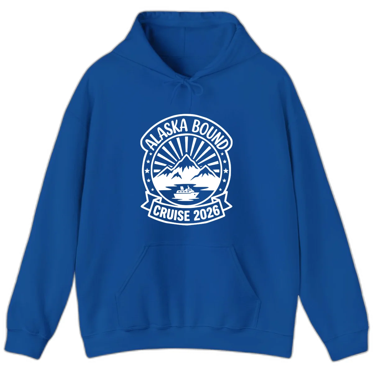 Alaska Bound Cruise 2026 Badge Hoodie in Royal