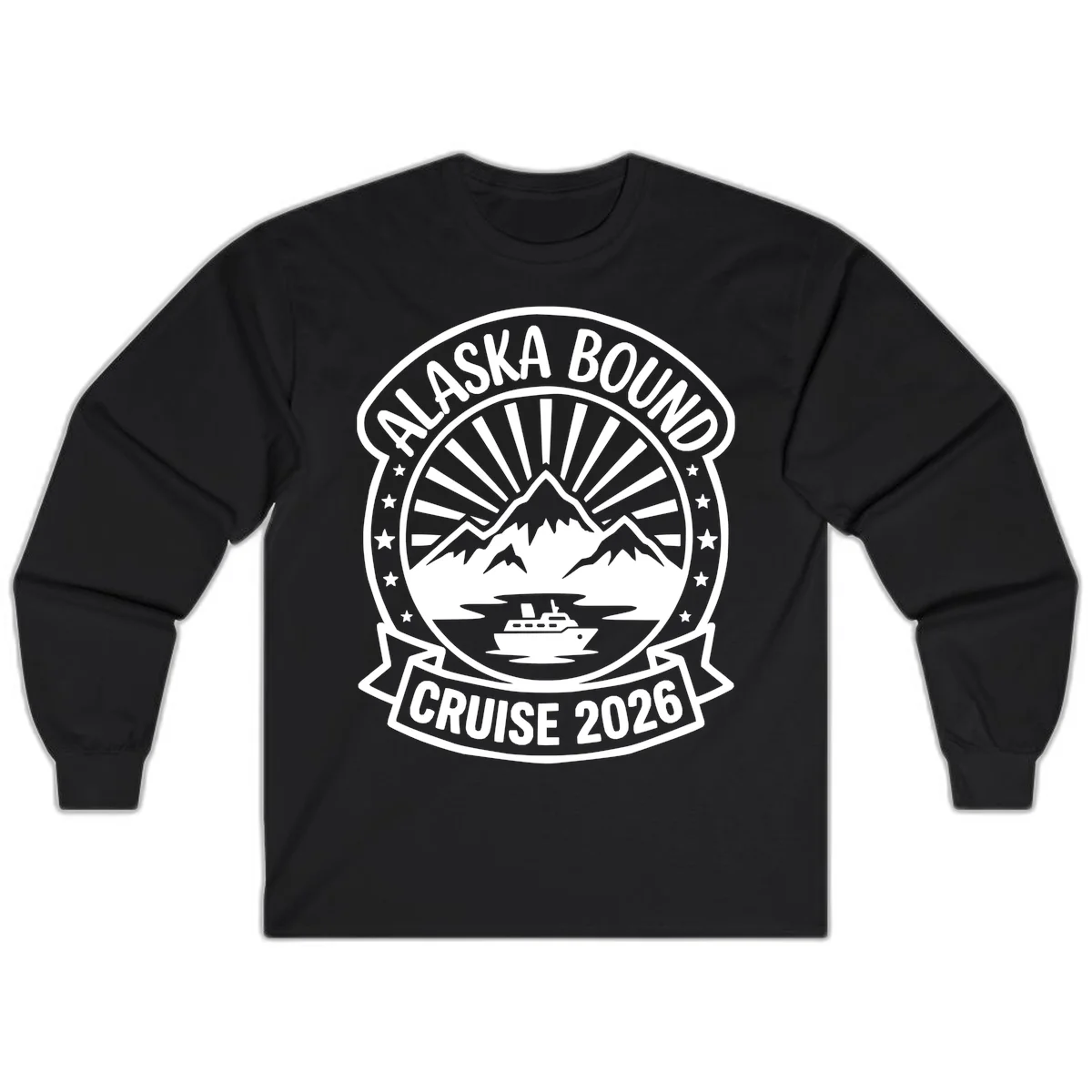 Alaska Bound Cruise 2026 Badge Long Sleeve in Black