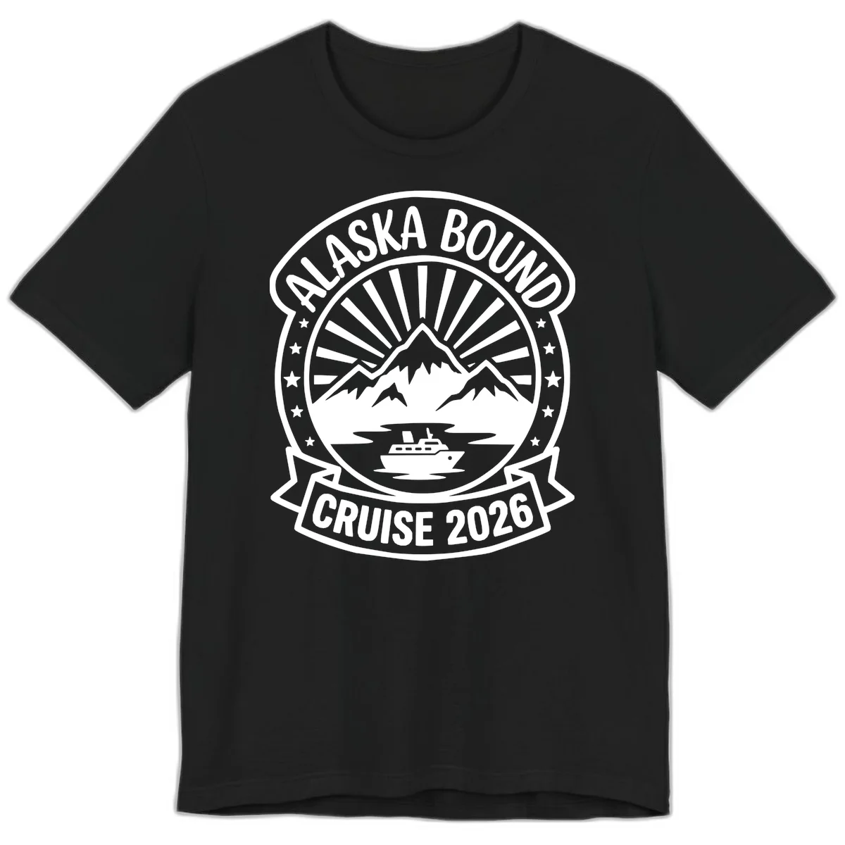 Alaska Bound Cruise 2026 Badge Premium Tee in Black