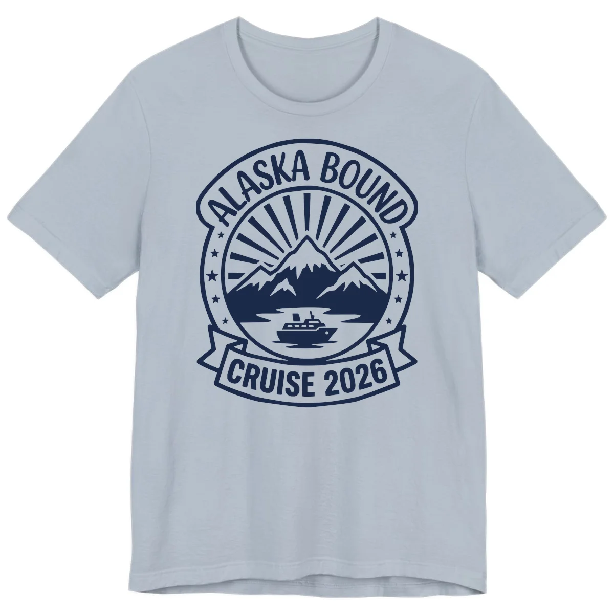 Alaska Bound Cruise 2026 Badge Premium Tee in Light Blue